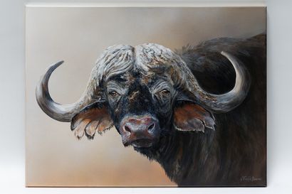 VISART DE BOCARME Marjolaine "Buffle", XXIe, acrylique sur toile, signée, 60x80 ...