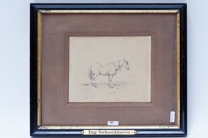 VERBOECKHOVEN Eugène (1798/99-1881) "Cheval", 1833, crayon sur papier, signé et daté...