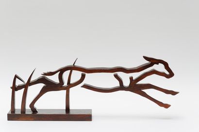 VAN DEN DRIESSCHE Étienne (1959) "Fuite en avant", [20]15, sculpture en chêne à patine...