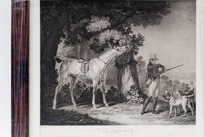 VERNET Carle (1758-1836) "Le Chasseur", lithographie, 44x55 cm (à vue).