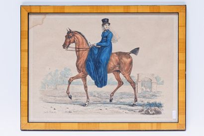 null Lot de cinq lithographies :

- DE DREUX Alfred (1810-1860), "L'Entrée en chasse...