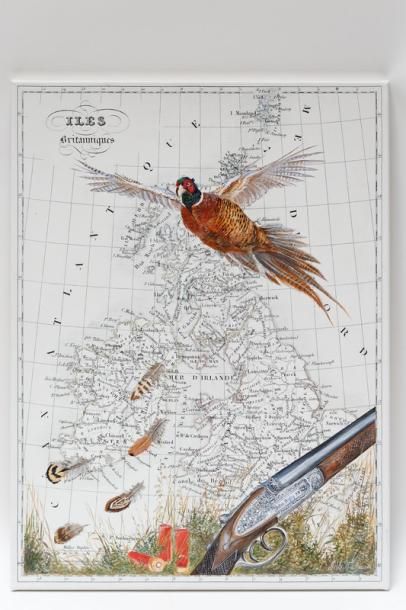 VISART DE BOCARME Marjolaine "Carte Grande-Bretagne", XXIe, acrylique sur toile,...