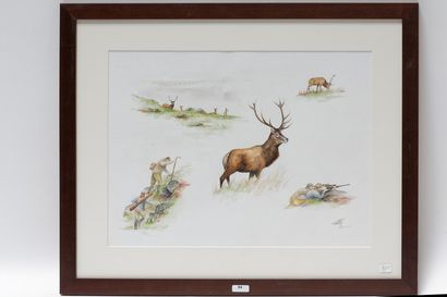DE WITTE Thibault "Approche en Écosse", XXIe, aquarelle sur papier, 25,5x36,5 cm...