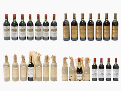 null BORDEAUX, rouge, ensemble de vingt-cinq bouteilles :

- (POMEROL), Château Lafleur...