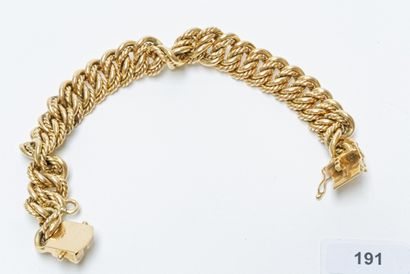 null Bracelet en or jaune 18k tressé, l. 18cm, 83 g env.