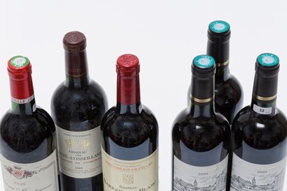 null BORDEAUX, rouge, ensemble de six bouteilles :

- (PREMIÈRES-CÔTES-DE-), Château...