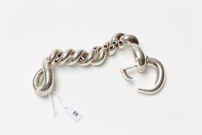 null HERMÈS - PARIS, bracelet articulé "Torsade" en argent, marque et poinçons, l....