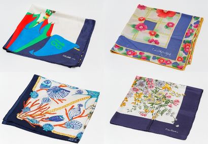 null Ensemble de quatre foulards : Balenciaga (for United Nations / Expo 98), Pierre...