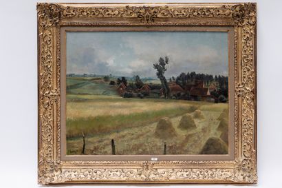 null LEBON Charles (1906-1957), "Vue de village", XXe, huile sur toile, 56x73 cm...