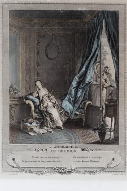 null MALEUVRE Pierre (1740-1803), "Le Boudoir" et "L'Occupation", paire d'estampes...