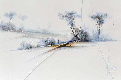 null ILLISIBLE, "Paysage", [19]88, technique mixte sur papier, signée et datée en...