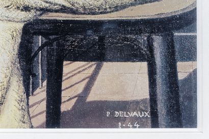 null DELVAUX Paul (1897-1994), "Le Canapé vert", reproduction encadrée, 64,5x93,5...