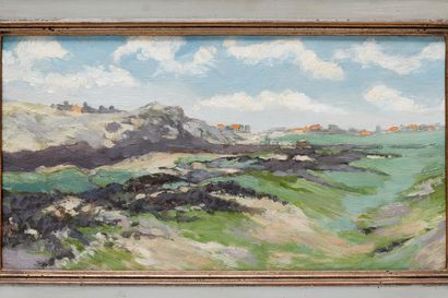 null COMBAZ Gisbert (1869-1941) [attribué à], "Dunes à Heist", début XXe, huile sur...