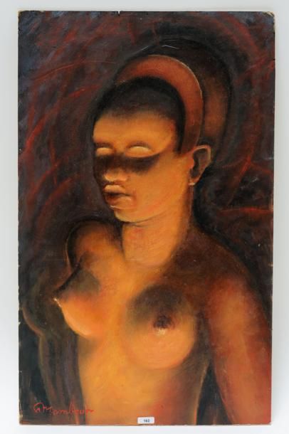 null MAMBOUR Auguste (1896-1968), "Africaine en buste", XXe, huile sur carton, signée...