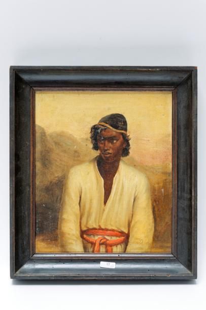 null Deux tableaux, XXe :

- ANONYME, "Portrait d'Africaine", huile sur toile, 29x24...