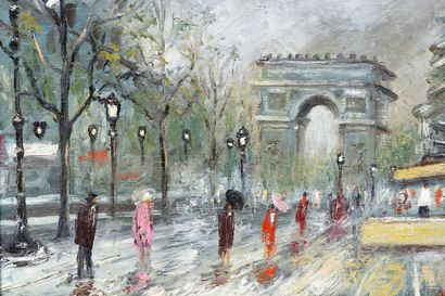 null BOUTRY Paul (1936), "Paris - Les Champs-Élysées", XXe, huile sur panneau, signée...