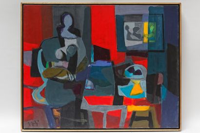 null MOULY Marcel (1918-2008), "La Chambre Rouge", [19]78, huile sur toile, signée...