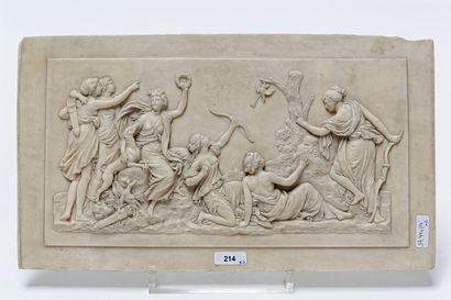 null Ensemble de six bas-reliefs dont trois encadrés, début XXe, marbre recontitué,...