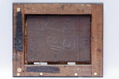 null ANONYME, "L'Embarquement", début XIXe, huile sur panneau, 32x43 cm [restaur...