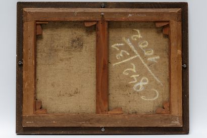 null ANONYME, "Scène villageoise", XXe, huile sur toile, 41,5x55 cm.