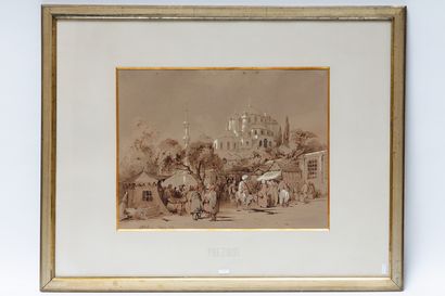 null PREZIOSI Amadeo (1816-1882), "Vue de Constantinople", 1848, encre et lavis bruns...