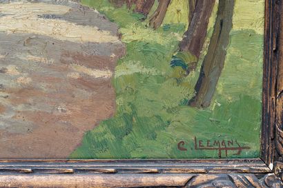 null LEEMANS Constant (1871-1945), "Chemin de campagne", XXe, huile sur toile, signée...