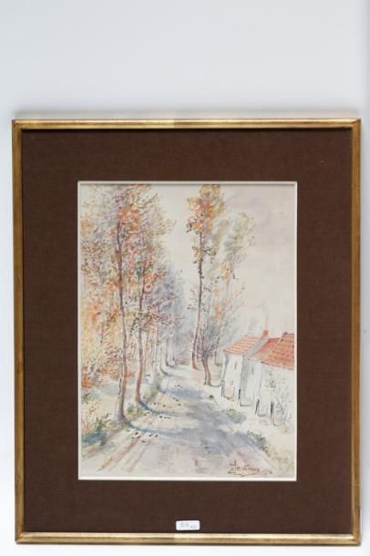 null TASTENOE Léopold (1864-1933) [attribué à], "Paysage automnal", 1916, aquarelle,...