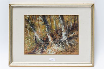 null BASTIEN Alfred (1873-1955), "Sous-bois" et "Forêt", circa 1900, deux aquarelles...