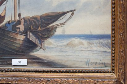 null MUSIN François Étienne (1820-1888), "Bord de mer", XIXe, aquarelle sur papier,...
