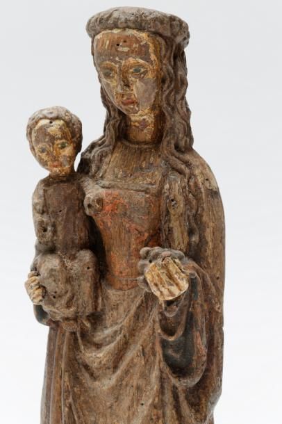 null FLANDRE, "Vierges à l'Enfant", XVIe, deux groupes dits poupées de Malines en...