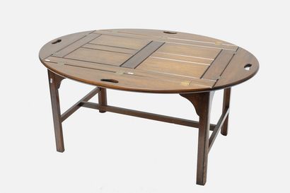 null Table basse rectangulaire à quatre abattants formant une table ovale, XXe, bois,...