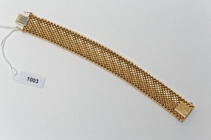 null Bracelet souple en or jaune 18k partiellement amati, poinçons, l. 19,5 cm, 63...