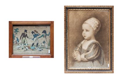 null Deux estampes :

- VAN DYCK Antoine (1599-1641) [d'après], "Portrait d'enfant",...