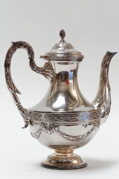 WISKEMANN Service à thé et à café de style Louis XVI, XXe, métal argenté, marque...