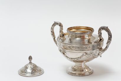 WISKEMANN Service à thé et à café de style Louis XVI, XXe, métal argenté, marque...