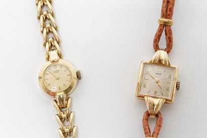 TISSOT Deux montres-bracelets de dame, boîtiers en or jaune 18k, poinçons, 48 g env....