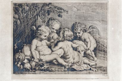 RUBENS Pierre Paul (1577-1640) [d'après] "Putti", eau-forte, sceau à sec, 24,5x32,5...