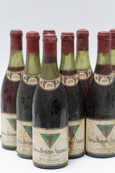 null BOURGOGNE (CÔTES-DE-BEAUNE-VILLAGES), rouge, Paul Rolland 1970, huit bouteilles...