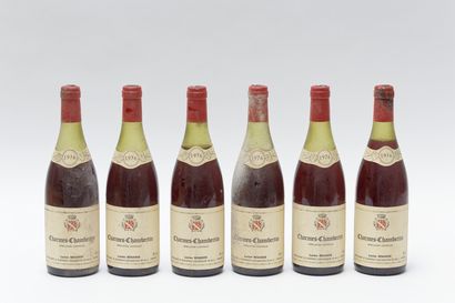 null BOURGOGNE (CHARMES-CHAMBERTIN), rouge, Lucien Benaros 1976, six bouteilles [mi-épaule/très...