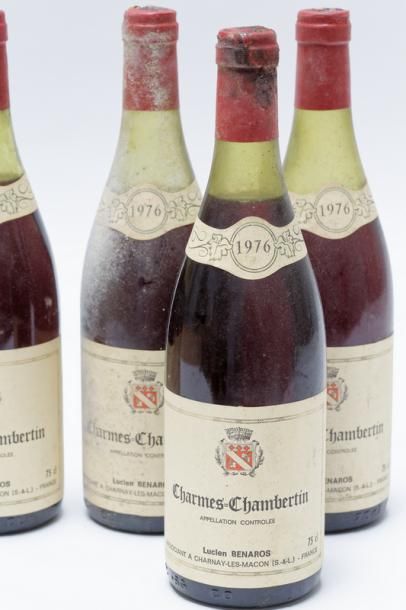 null BOURGOGNE (CHARMES-CHAMBERTIN), rouge, Lucien Benaros 1976, six bouteilles [mi-épaule/très...