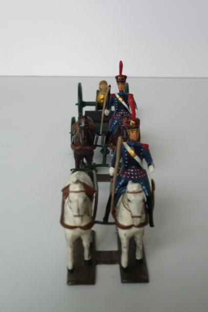 null Figurines en plomb CBG : attelage à quatre chevaux du canon de Gribeauval de...