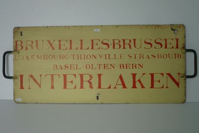 null SNCB, plaque de train international "BRUXELLES - BRUSSEL INTERLAKEN" [légères...