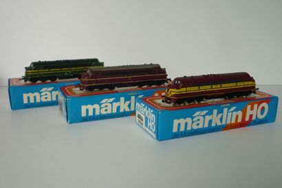 null MÄRKLIN 3066, 3067 et 3134, ensemble de trois locomotives Diesel CC des SNCB,...