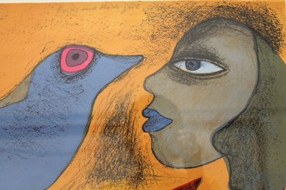 CORNEILLE, VAN BEVERLOO Guillaume Cornelis dit (1922-2010) "Bird and black girl",...