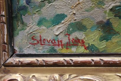 STEVAN Jean (1896-1962) "Paysage campagnard" et "Villa fleurie", XXe, deux huiles...