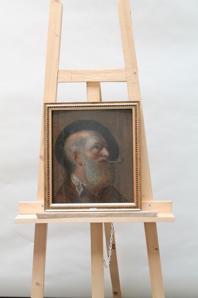 null ANONYME, "Homme à la pipe", circa 1700, huile sur panneau, 36,7x32,3 cm [bel...