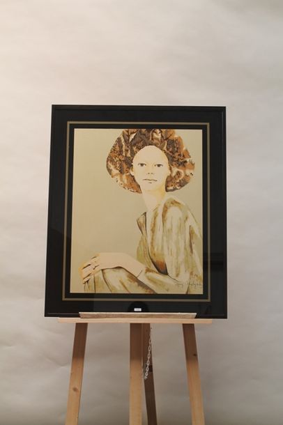 MYTYCH Guy (1939) "Femme en buste", XXe, sérigraphie, 64x50 cm.