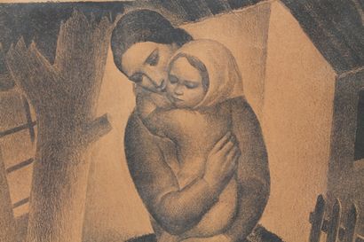 CARTE Anto (1886-1954) "Maternité", début XXe, lithographie, signée en bas à droite...