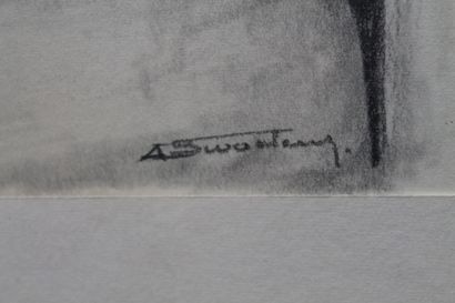 Ecole Belge "Maternité", XXe, crayon sur papier, signé en bas à droite, 21,7x18 ...