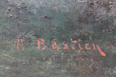 BASTIEN Alfred (1873-1955) "Nature morte", circa 1900, huile sur panneau, signée...